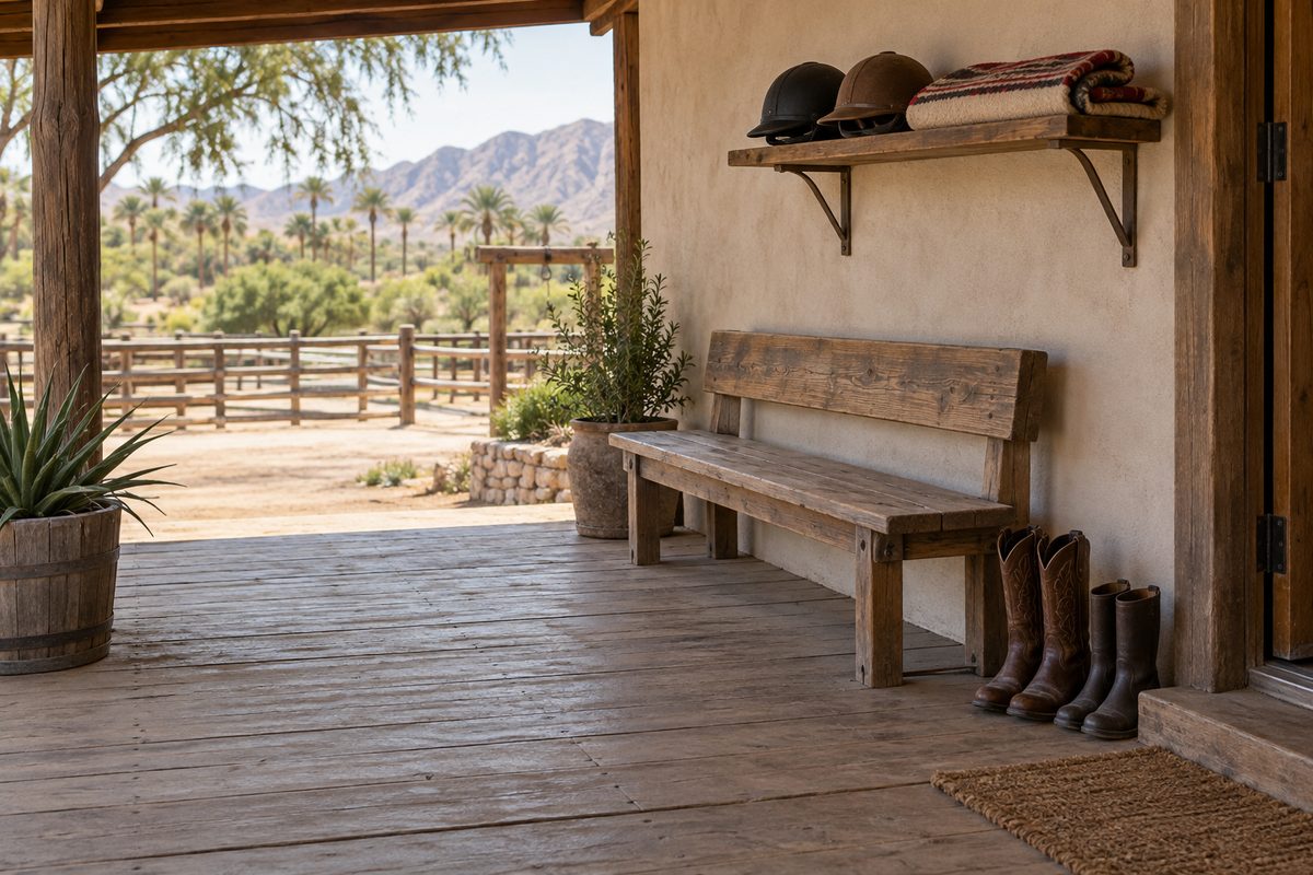 The clean arrival area at the ranch