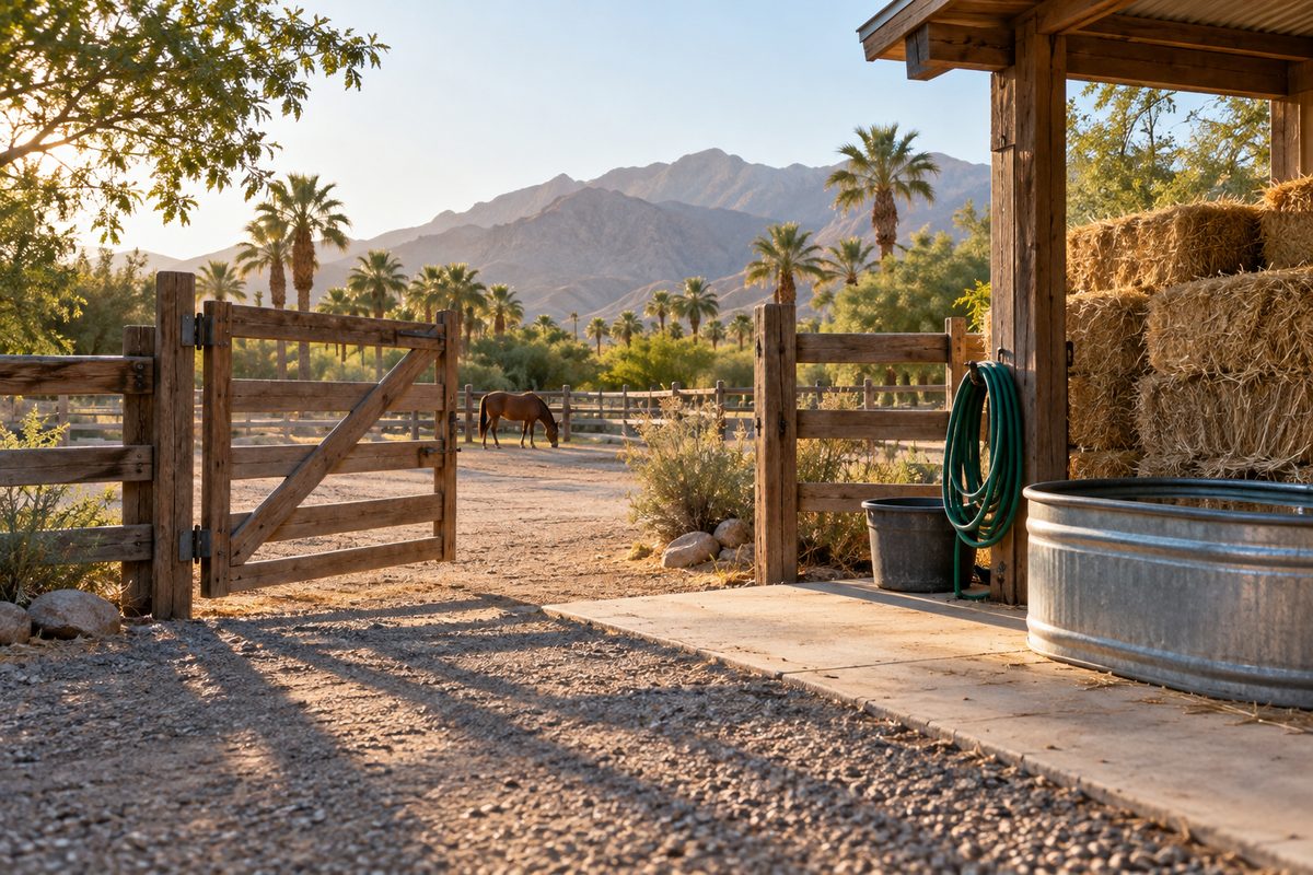 The ranch entrance and approach to the yard
